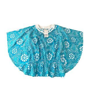 New Gymboree 2015 Girls Blue White Floral Kaftan Embroidered Sz 5